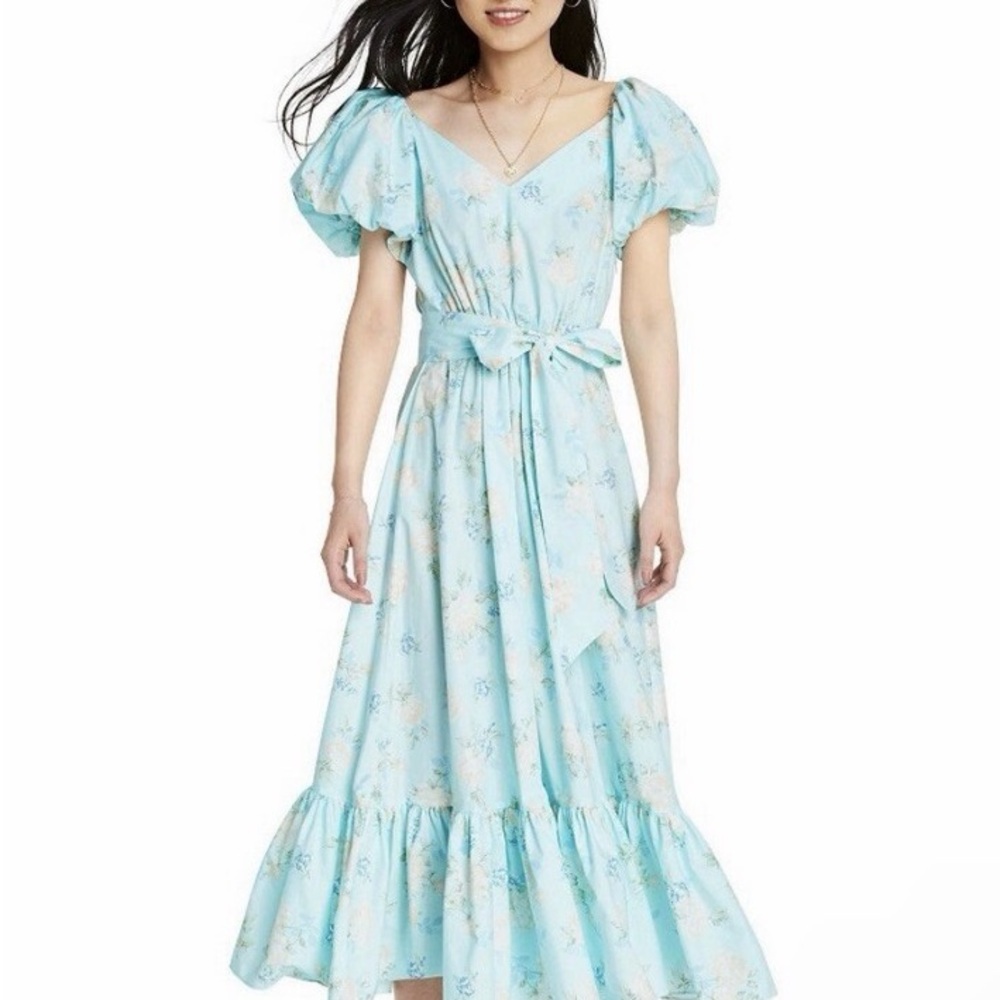 LoveShackFancy X Target Dress Estelle Blue Floral Puff Sleeve with tags size 2